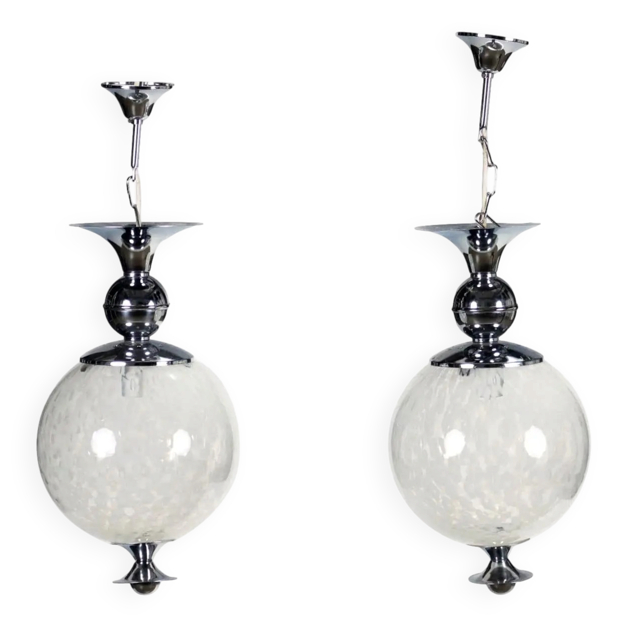 Group of 2 chrome metal and glass lamps, Italy, 1960s