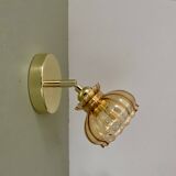 Vintage amber glass globe wall light