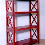 Burmese teak bookcase with original red patina