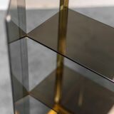 Showcase gold metal smoked glass 70s modern vintage