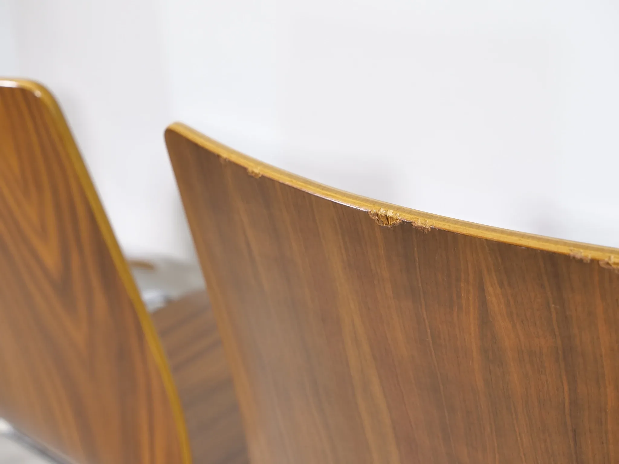 Mid-Century Shell Chairs in Teak and Metal Set of 4, 1970s