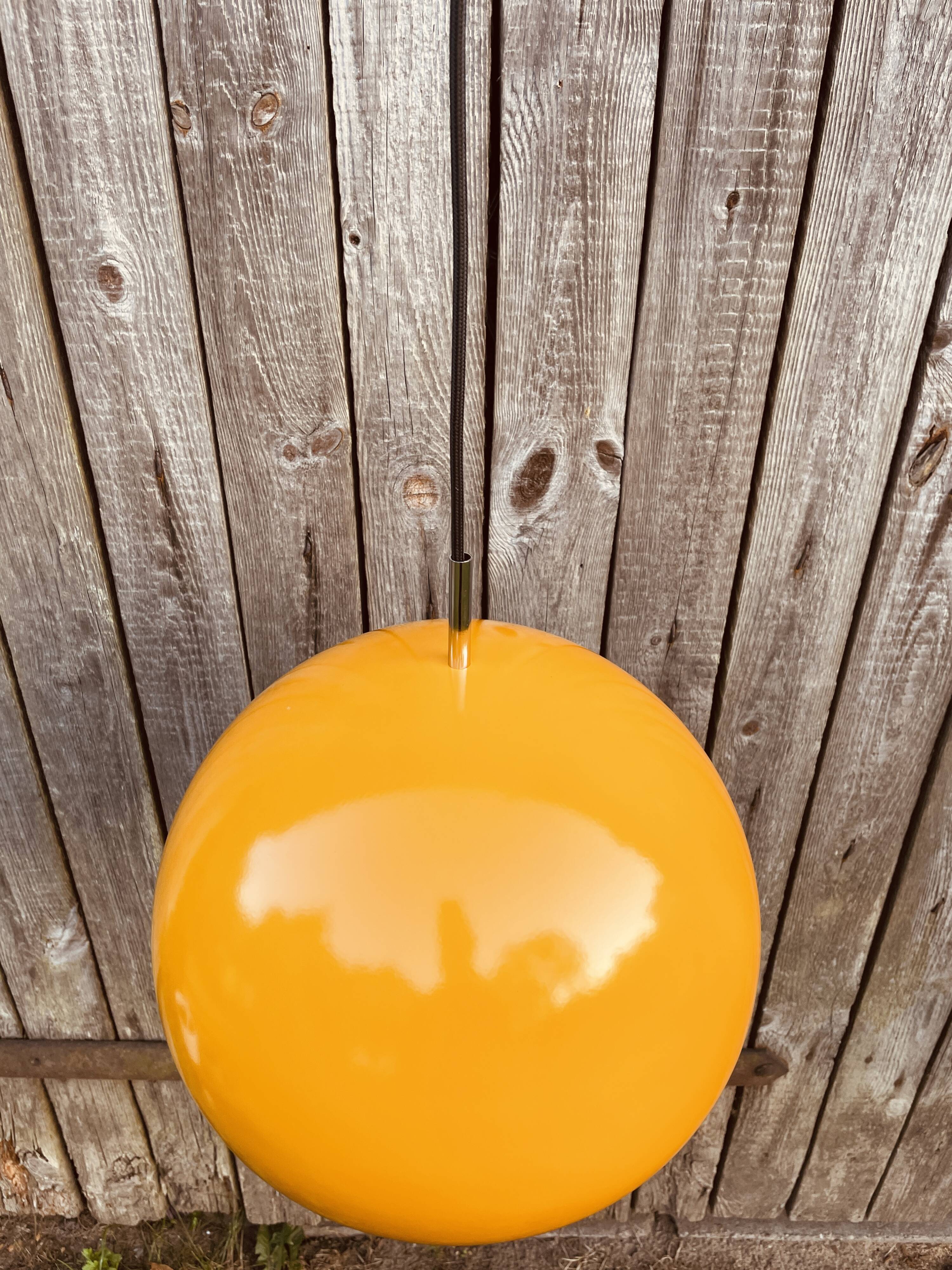 Large yellow hanging lamp, space age style, 1980s