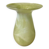 Yellow glass vase, hand-painted using the cold technique