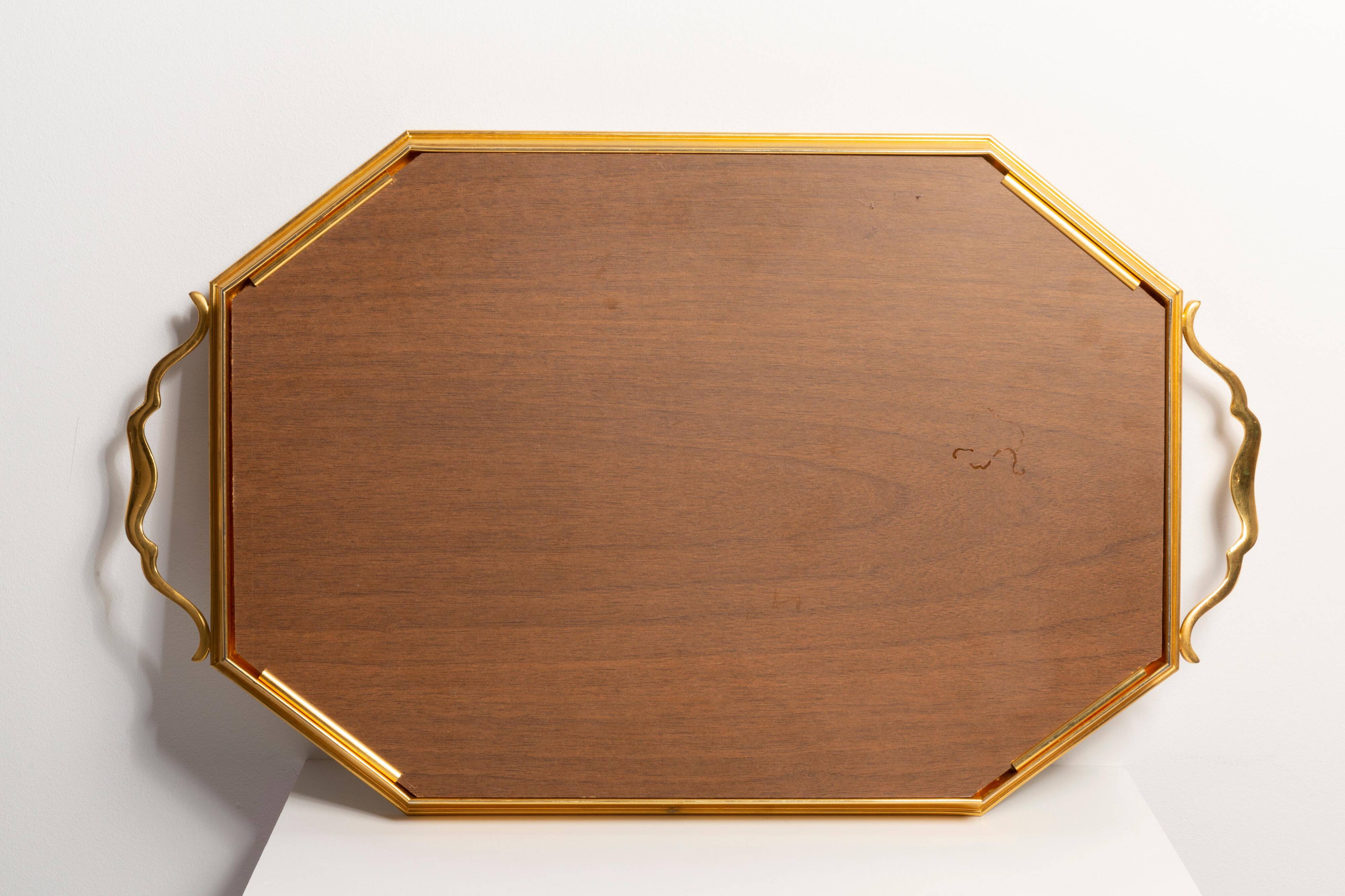 Vintage decorative plate in gold and mirror, Italy, 1960s