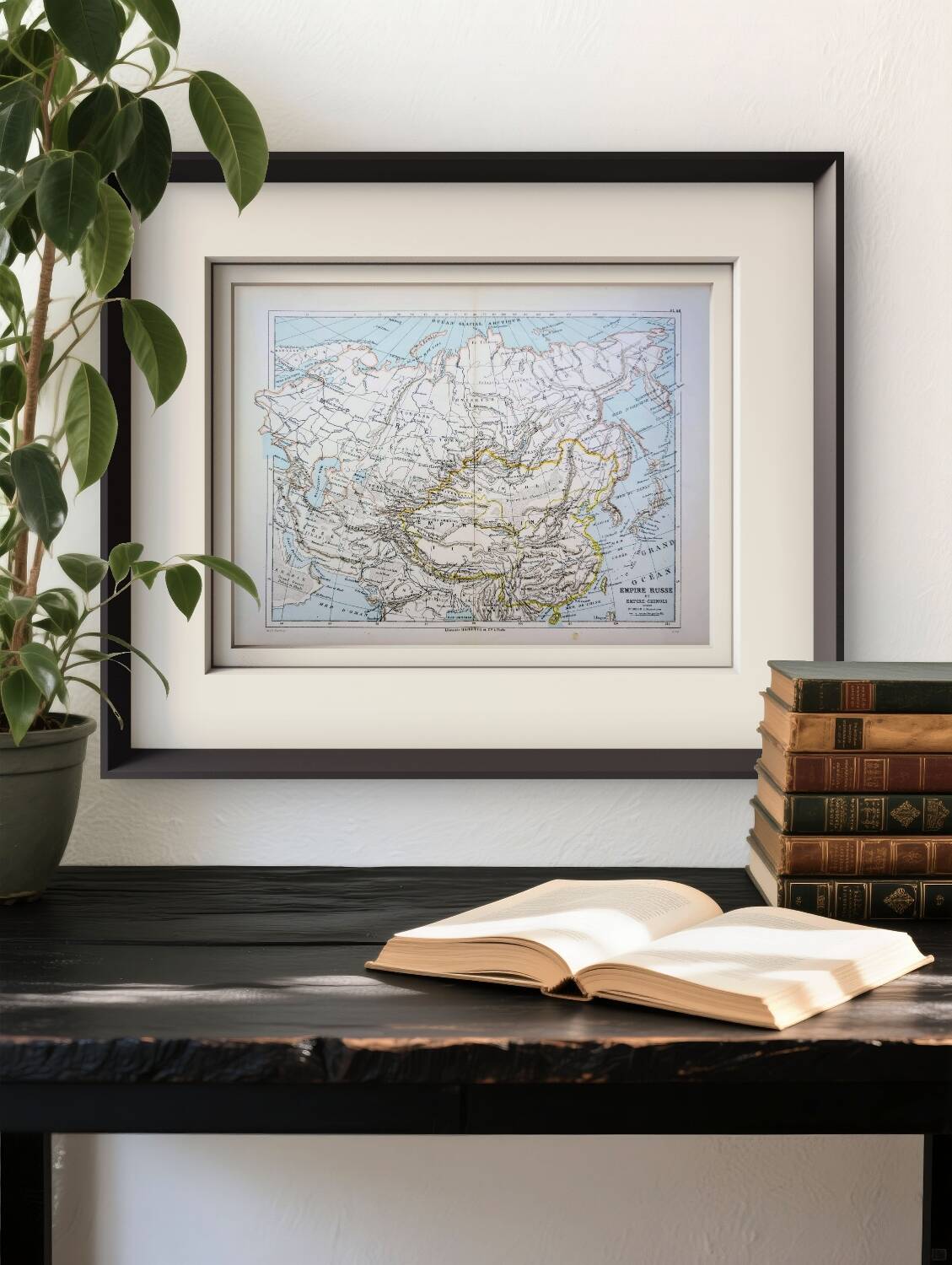 Russian and Chinese Empires, period map, 1887, Authentic.