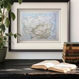 Russian and Chinese Empires, period map, 1887, Authentic.