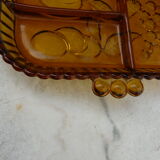 Aperitif dish servant compartments smoked molded glass 60s