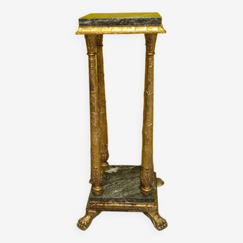 Swedish Gold Stucco & Marble Plant Stand or Sculpture Pedestal, from the early 1900s.