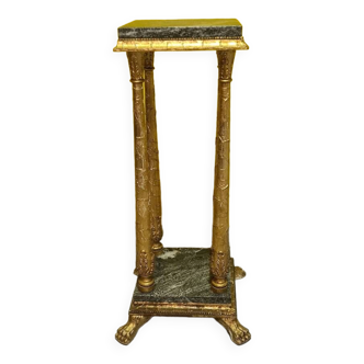 Swedish Gold Stucco & Marble Plant Stand or Sculpture Pedestal, from the early 1900s.