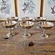 6 coupes  à glace vintage en inox,et forme de fleur
