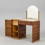 Art Deco dressing table in walnut and marble, circa 1940s.
