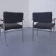 Vintage Square Tubular Rosewood and Steel Armchairs, Germany, 1960s, Set of 2