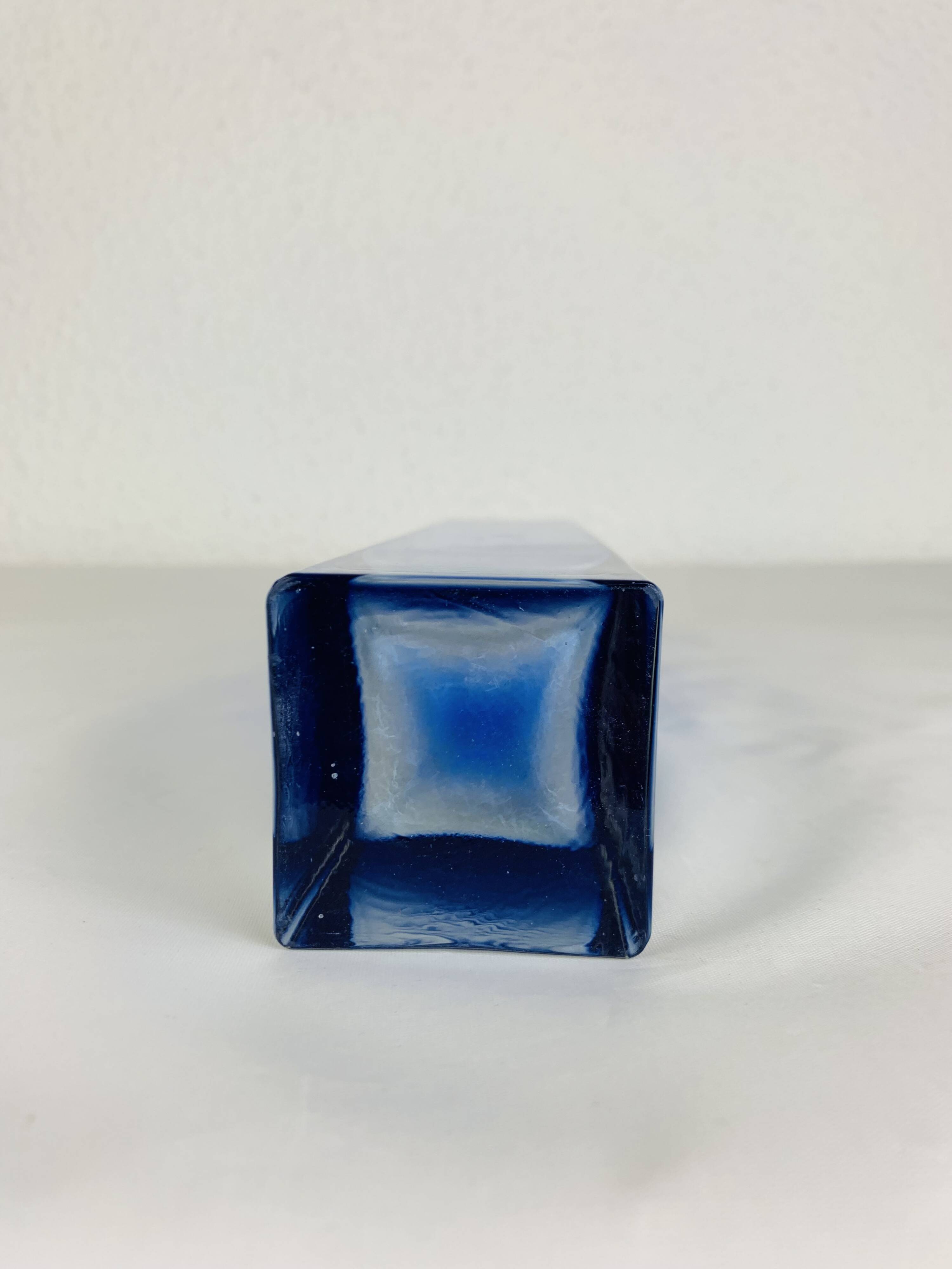 Blue glass vase in Sommerso Murano style, vintage