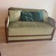 2-seater Art Deco sofa — Wooden frame, sage green fabric