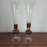 Set of two antique hand-painted glass king and queen bohemian decor