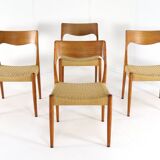Ensemble de 4 eetkamerstoelen Fristho team naar Niels O Moller modèle 71