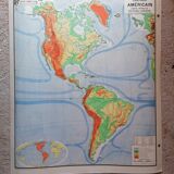 Old physical map American continent Vidal-Lablache
