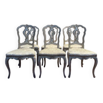 Set of 6 Louis XV Venetian chairs