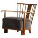 Armchair by Fritz Hansen, Model 1590, Elm & Lambswool, Scandinavian Modern, 1940s