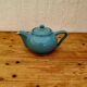 60s blue ceramic teapot