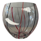 Vase boule vintage en verre soufflé et pâte de verre