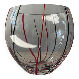 Vintage ball vase in blown glass and glass paste