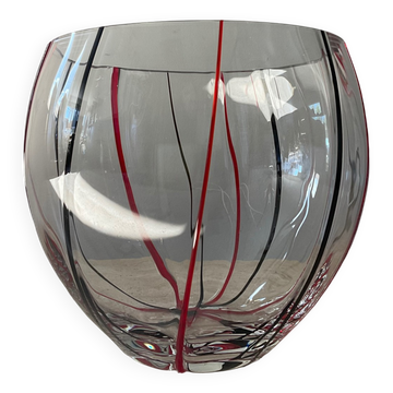 Vintage ball vase in blown glass and glass paste