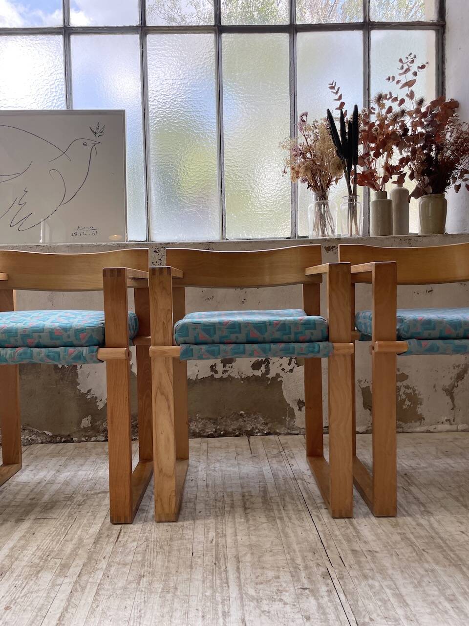 Set of 6 oak chairs with armrests Ate Van Apeldoorn