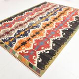 8x12 Multicolor Geometric Vintage Kilim Rug, 252x361Cm