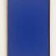 Monochrome table in ultramarine blue, acrylic on solid wood.