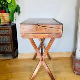 Desk, writing desk in solid rosewood and studded leather, 20th century.