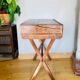 Desk, writing desk in solid rosewood and studded leather, 20th century.