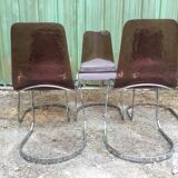 Chairs in plexiglas with chrome metal base