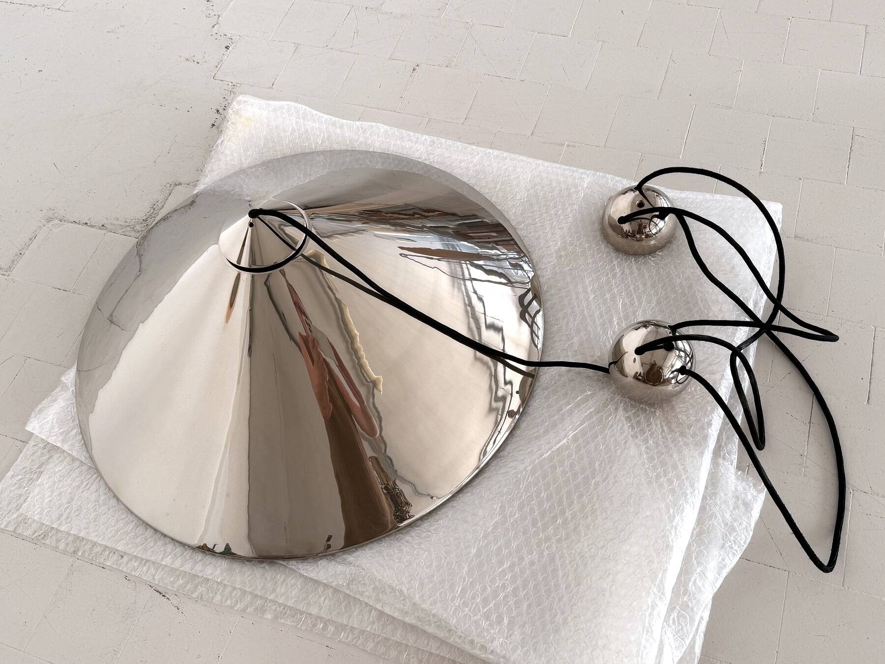 Florian Schulz Large Plated Nickel Pendant Lamp KEOS Pendant, 1970