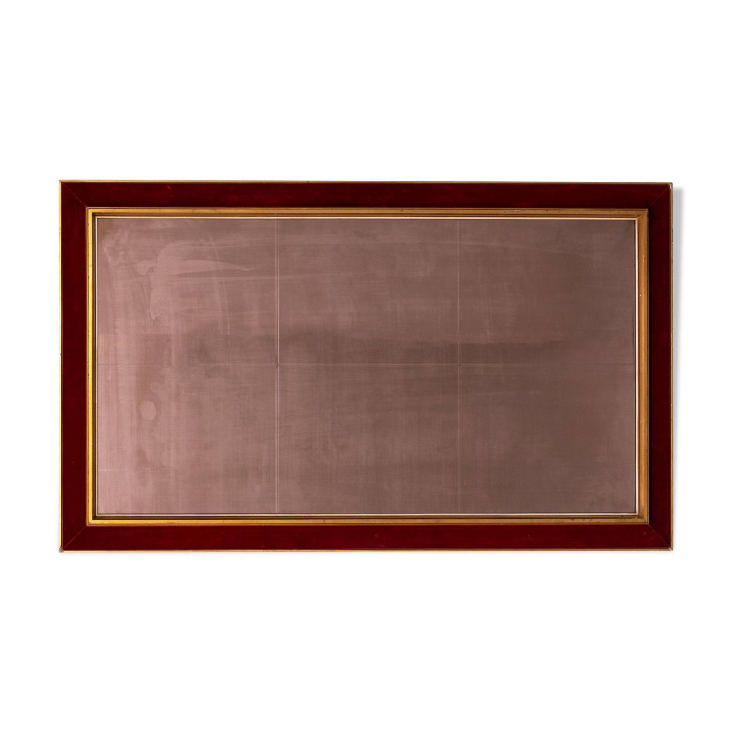 Large Red Velvet Bronze wall Mirror 1960s Italy Status: