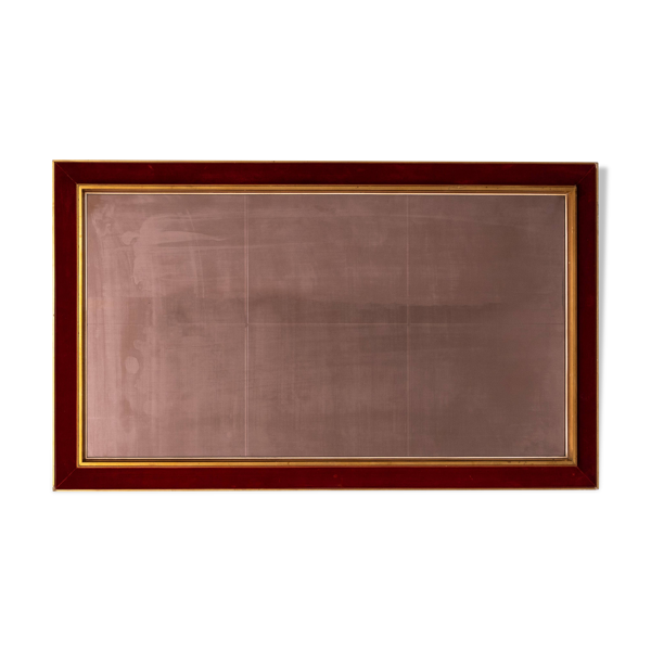Grand miroir mural en velours rouge et bronze des années 1960, Italie Statut : — Beyit