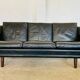 Vintage Danish Mid-Century Georg Thams 3-Seater Sofa in Black Leather, 1960