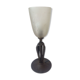 Lamp art deco metal glass