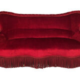 Napoleon III confidant sofa, red velvet trim redone