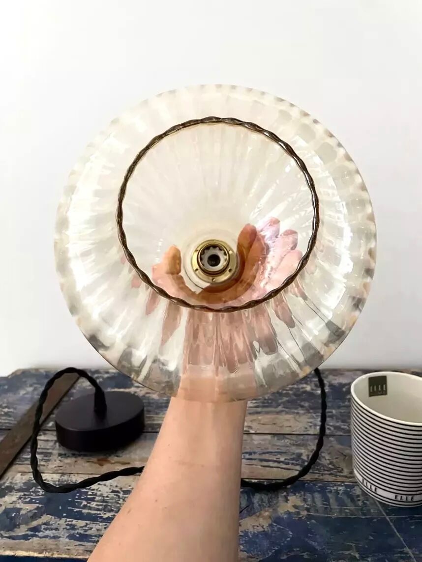 Vintage suspension lamp in amber glass