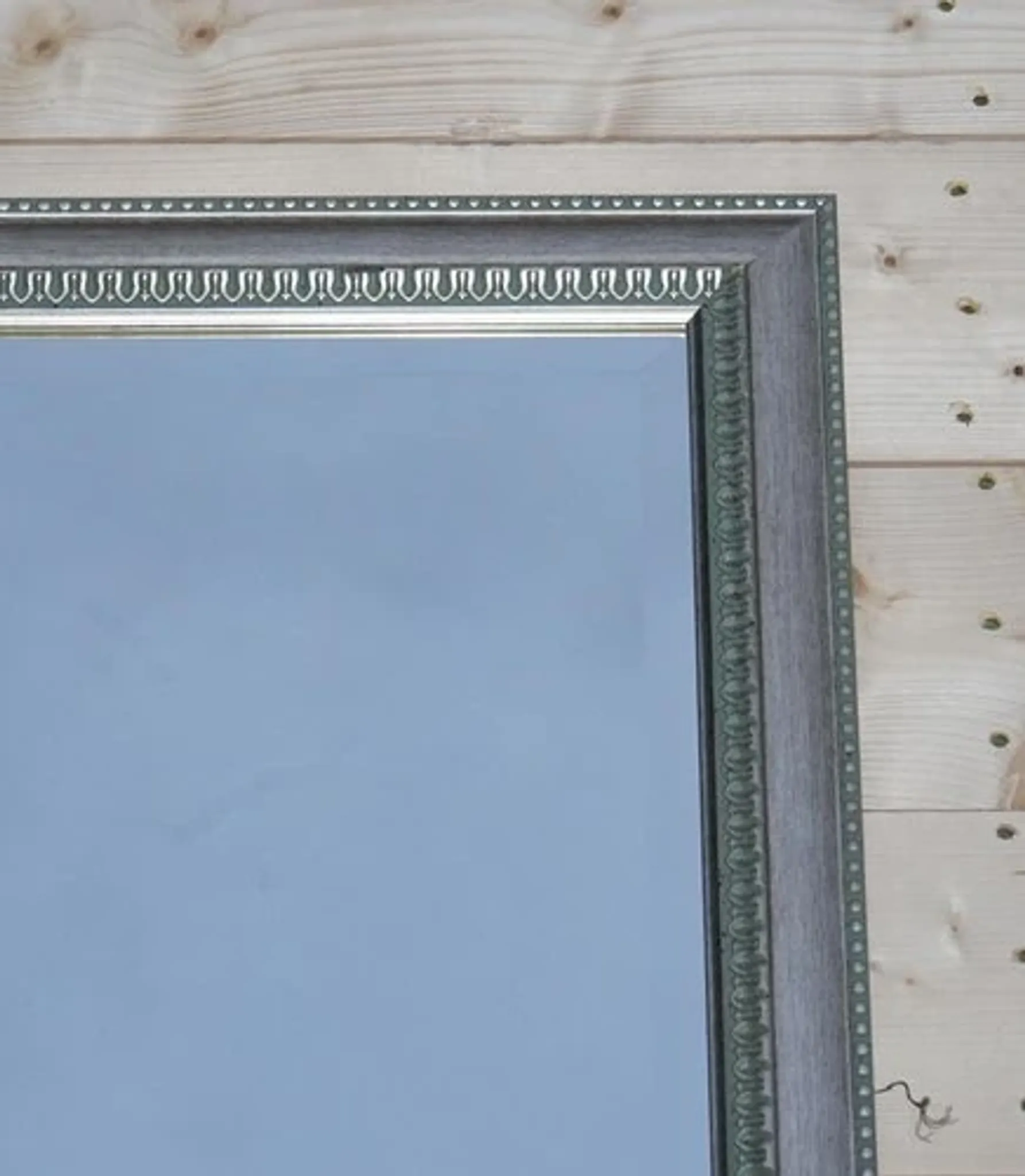 Vintage Bevelled Wall Mirror with Silver Grey Frame