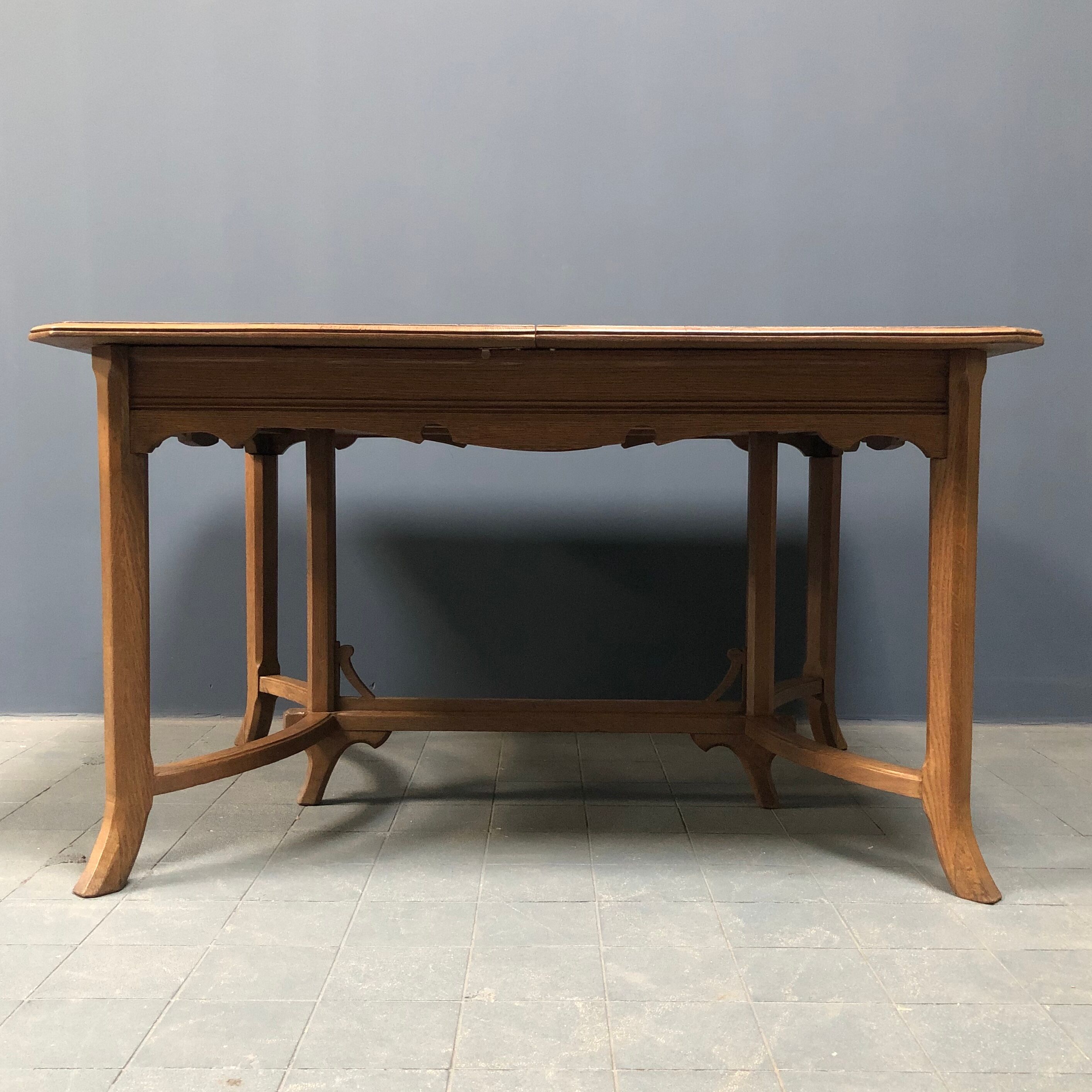 Dutch oak kitchen table in art deco style from the 1930s