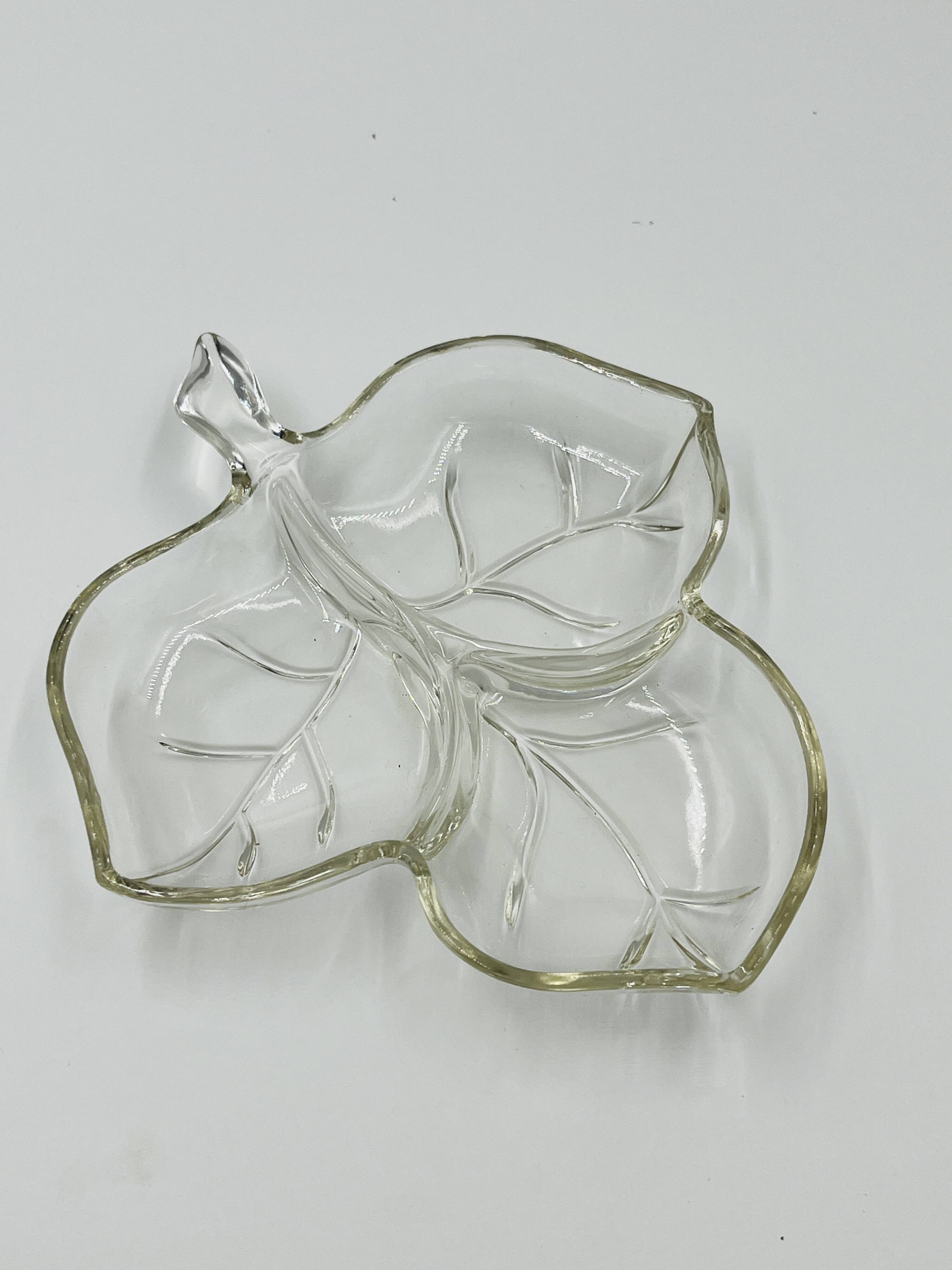 Vintage glass leaf dish