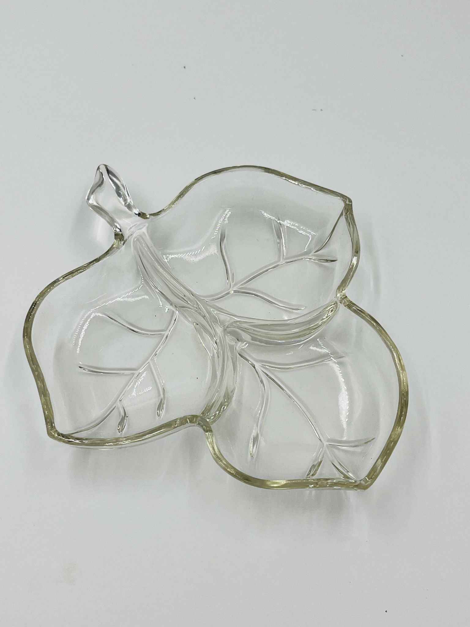 Vintage glass leaf dish