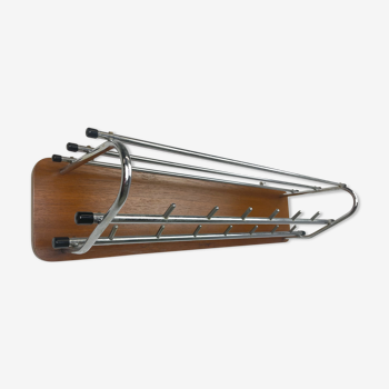 Retro coat rack with chrome and teak