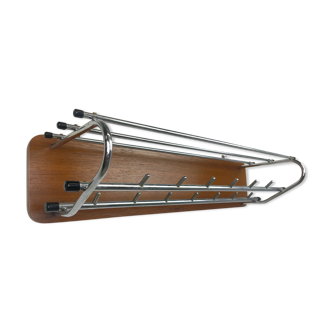Retro coat rack with chrome and teak