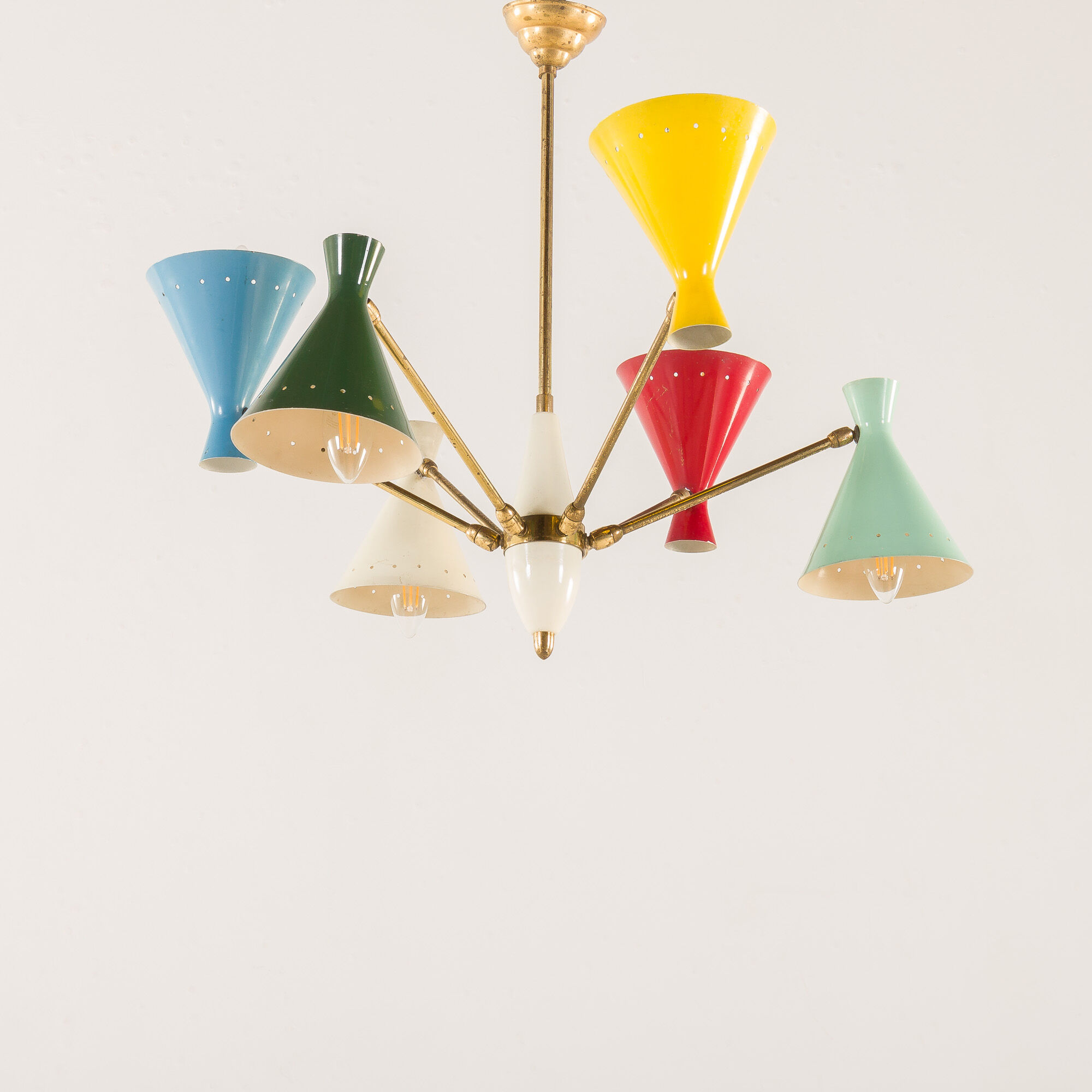 Italian mid-century colourful chandelier attributed to Arredoluce, 1950s