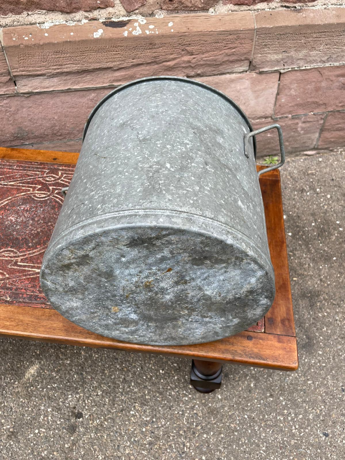 Vintage galvanized zinc planter tray