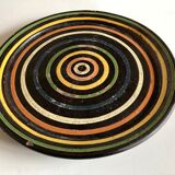 Plat XL centre de table en terre cuite vernissée céramique 1950