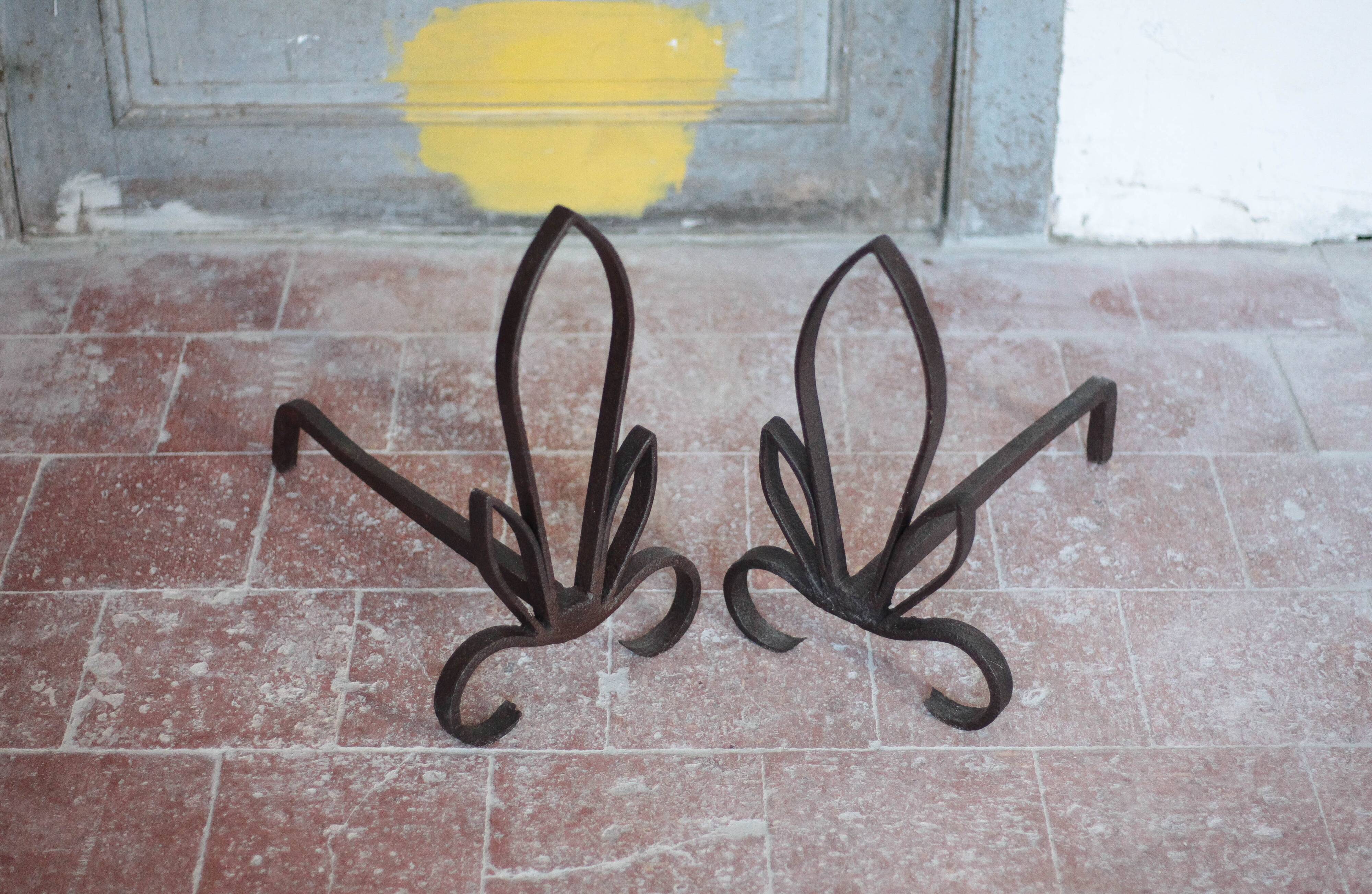 Vintage andirons, pair of andirons, fireplace accessory